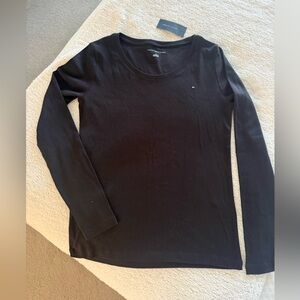 Tommy Hilfiger Black Long Sleeve Scoop Neck Tee